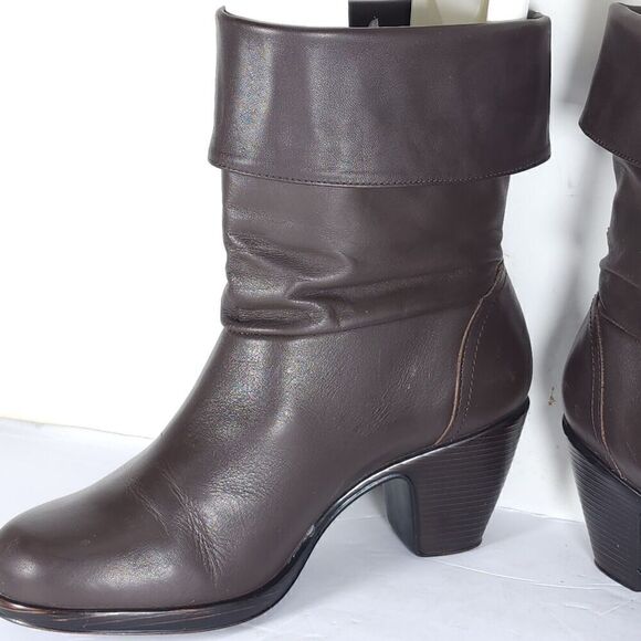 Dansko Women’s Bobbi US6-6,5 EU 37 Brown Leather Roll Down Slouch Boots - Picture 6 of 14